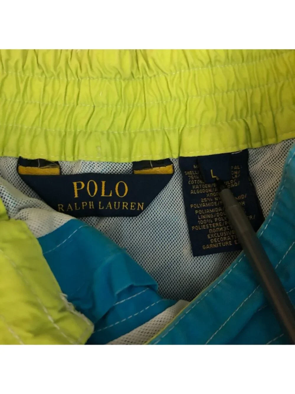 Polo Ralph Lauren Mens Blue Swim Trunks L Cotton Blend Elastic Waist Pockets